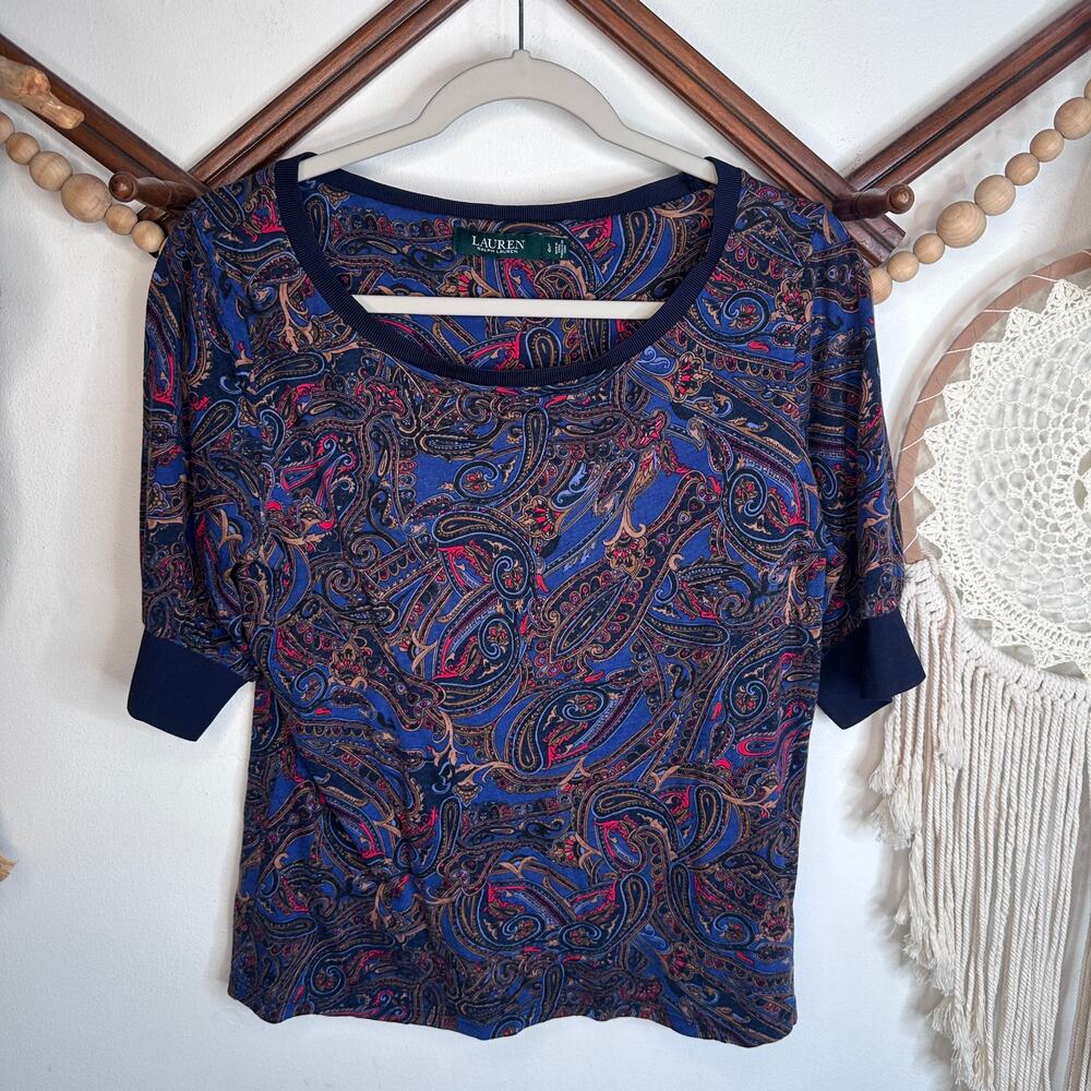 Lauren Ralph Lauren Paisley Print Half Sleeve Top
